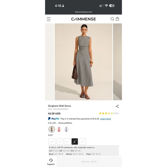 Dresses & Skirts - Commense Gingham Midi Dress